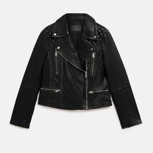 ALL SAINTS leather jacket - distressed leather biker jacket